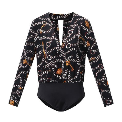 Women Autumn Long Sleeve Sexy Deep V-Neck Jumpsuit Spring Ladies Casual Bodysuit Romper(#Black)