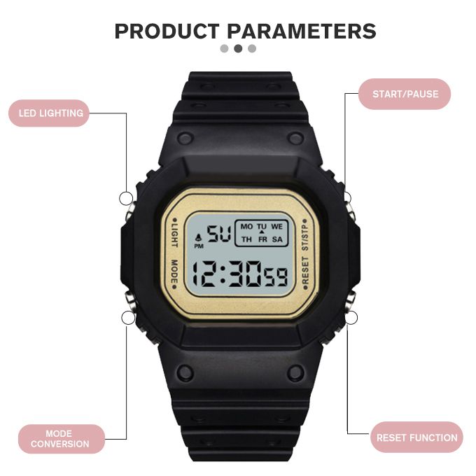 Unisex Luminous LED Electronic Wrist Watch-Black