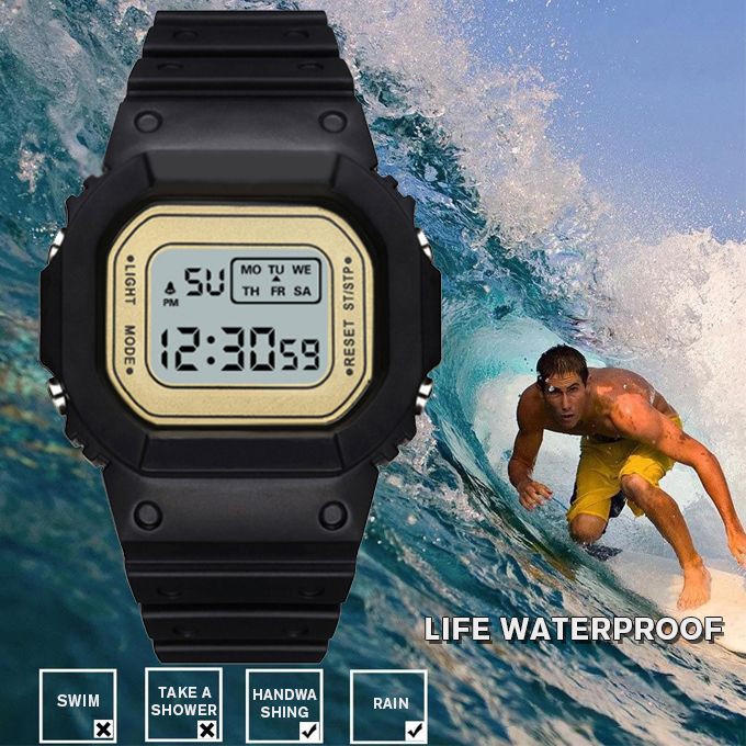 Unisex Luminous LED Electronic Wrist Watch-Black