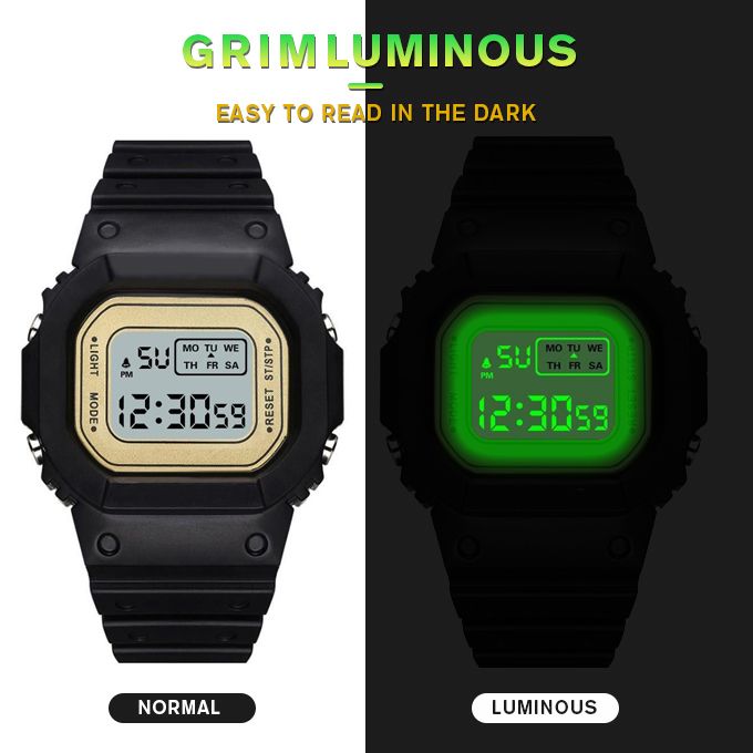 Unisex Luminous LED Electronic Wrist Watch-Black