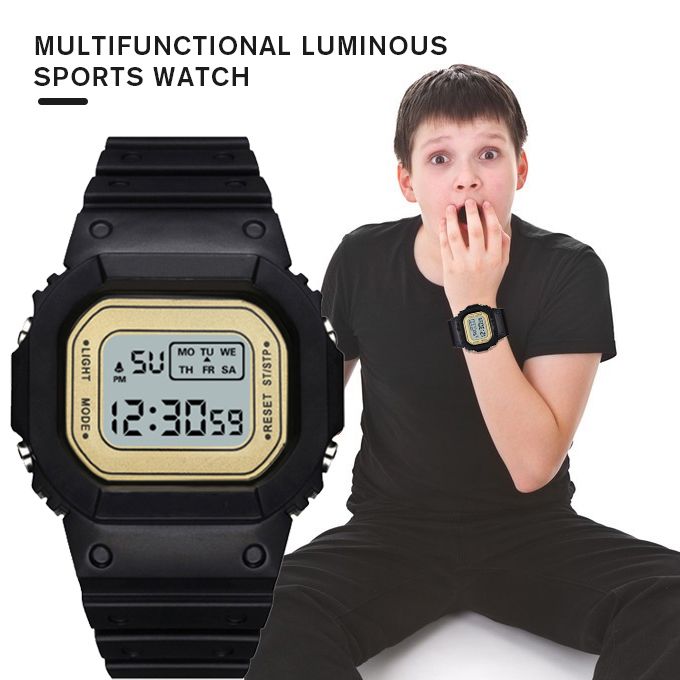 Unisex Luminous LED Electronic Wrist Watch-Black