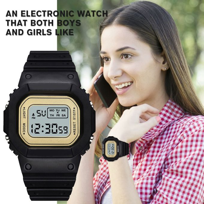 Unisex Luminous LED Electronic Wrist Watch-Black