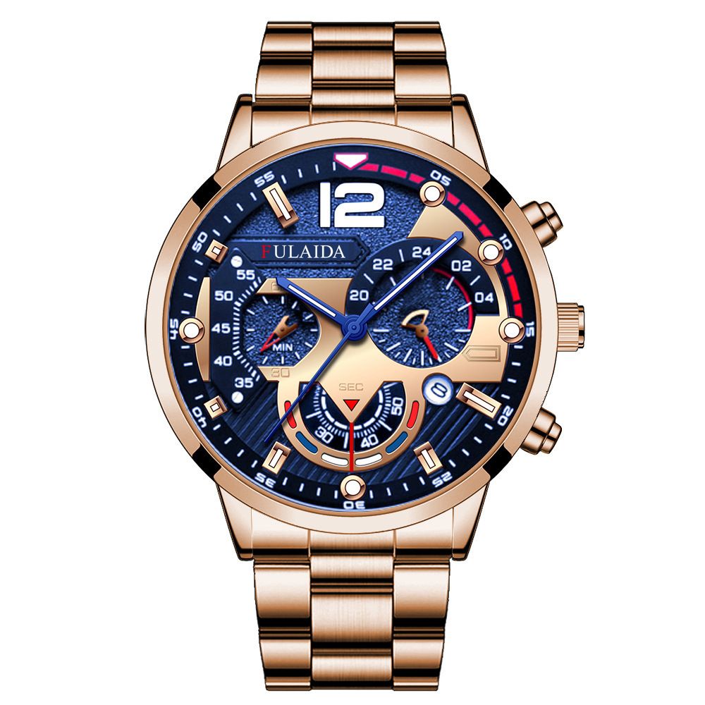 Quartz Watch Steel Band Casual Calendar Men's Watch Fashion Watch ROSE GOLD