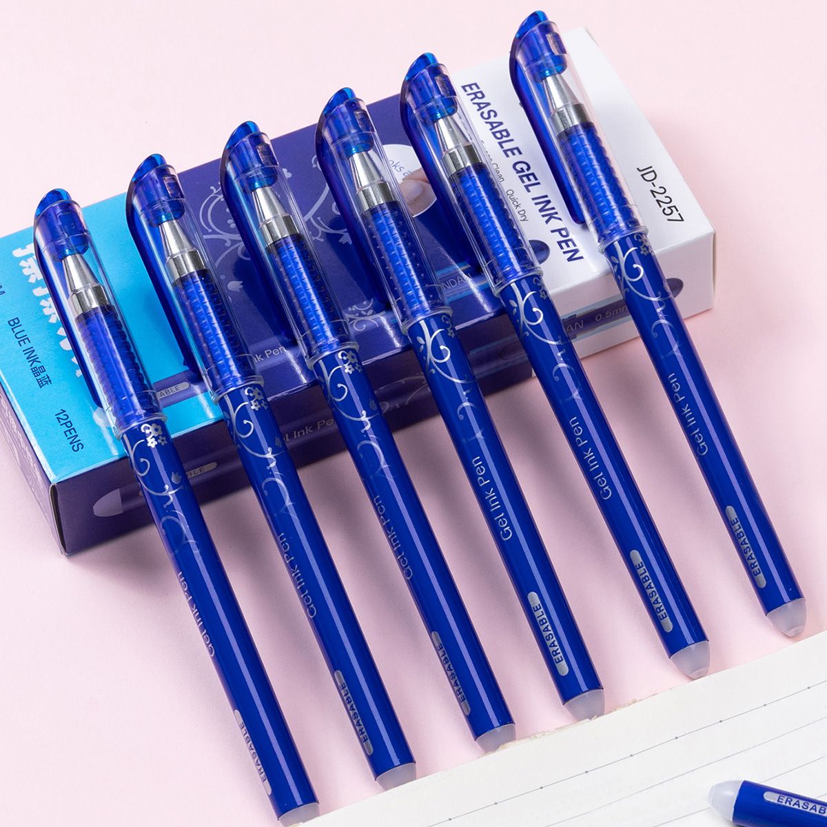 Erasable Blue Ink Gel Pen For Writing - 12Pcs