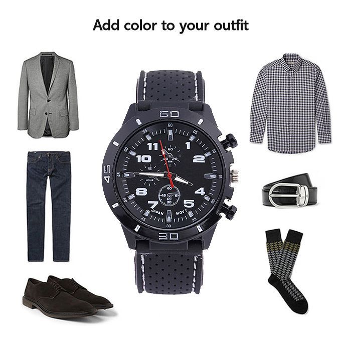 Men's Fashion Sports Quartz Watch - Black