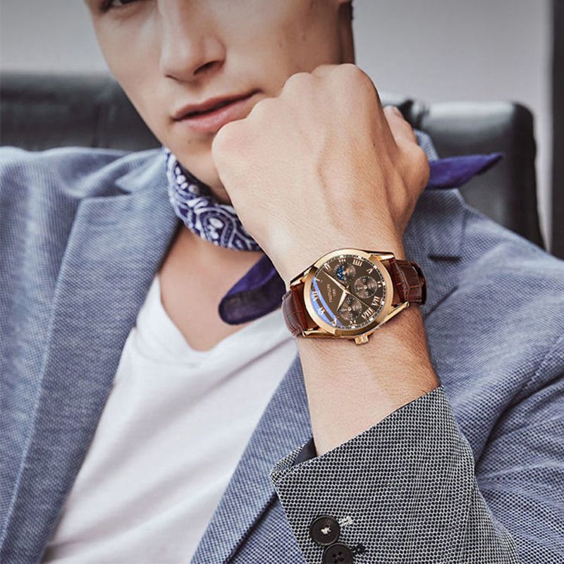 Wrist Watche Fashion Iuminous Waterproof Simple Quartz Watch Gold/Brown