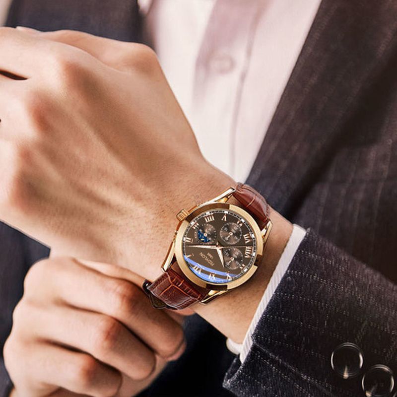 Wrist Watche Fashion Iuminous Waterproof Simple Quartz Watch Gold/Brown