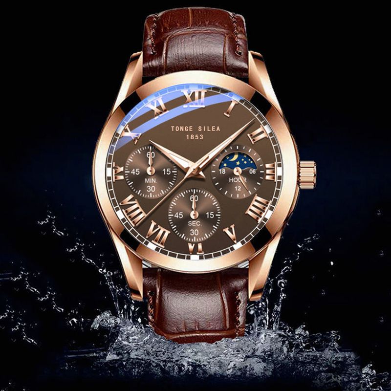 Wrist Watche Fashion Iuminous Waterproof Simple Quartz Watch Gold/Brown