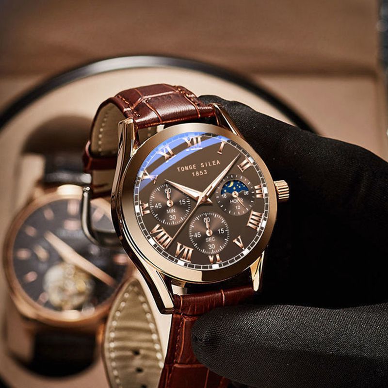 Wrist Watche Fashion Iuminous Waterproof Simple Quartz Watch Gold/Brown