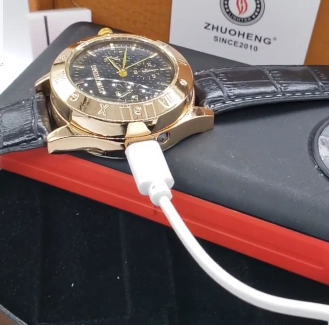Wristwatch With Flameless USB Powered Lighter