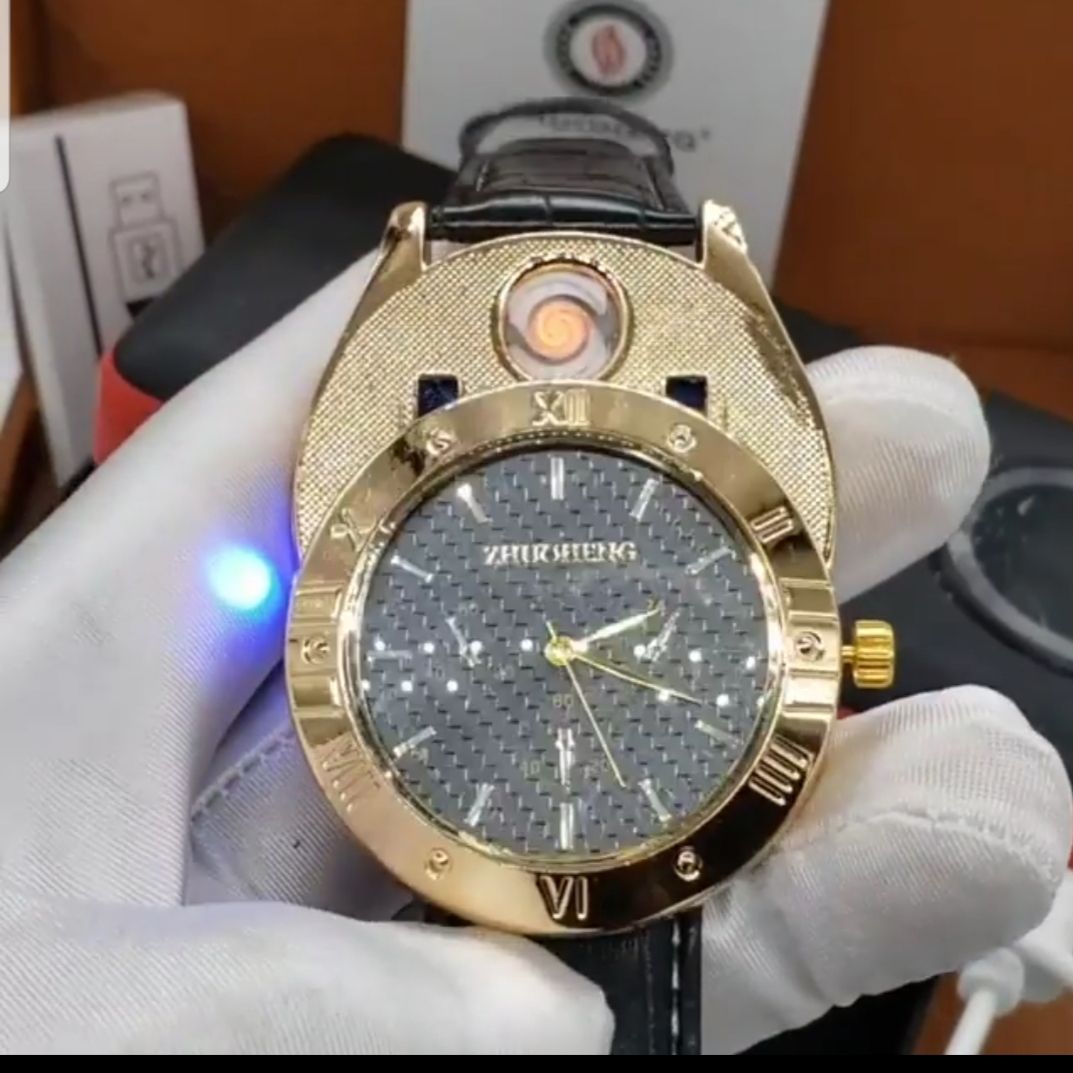 Wristwatch With Flameless USB Powered Lighter