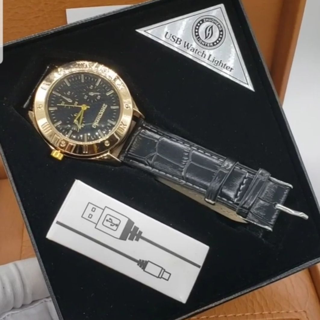 Wristwatch With Flameless USB Powered Lighter