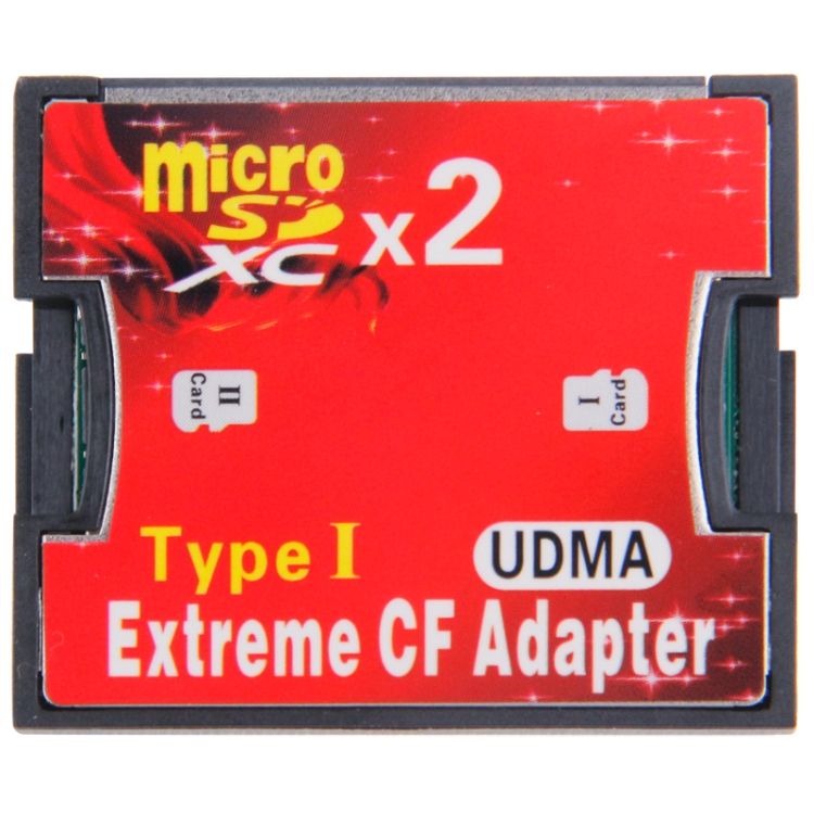 2-Socket Micro SD To CF Compact Flash Memory Card Adapter