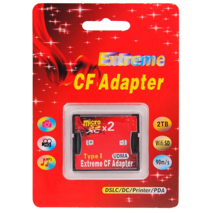 2-Socket Micro SD To CF Compact Flash Memory Card Adapter