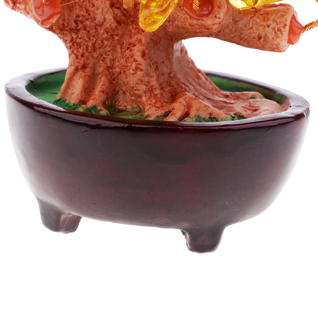 7inch Feng Shui Crystal Money Wealth Luck Tree For Office Home Yellow