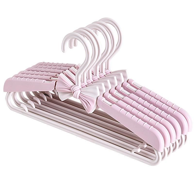 Baby retractable non-marking hanger plastic small baby non-slip pants rack drying rack butterfly children's clothes hanger wholesale Pink