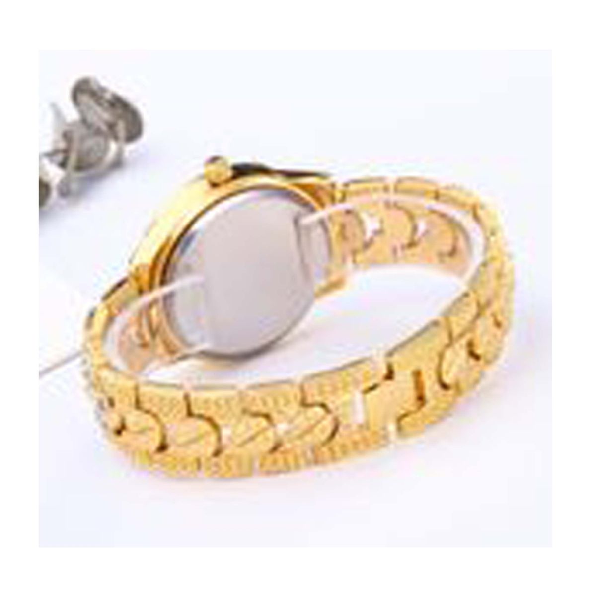 Women's Wrist Metal Bracelet Quartz Bracelet Crystal Diamond Watch -Gold
