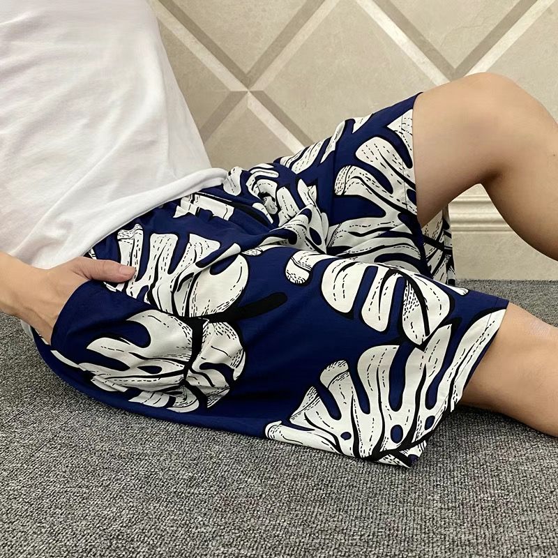 (Banana Leaf)Women Pajamas Shorts Plus Size Simple Home Pants Pajamas Cotton Floral Printing Shorts Loose Casual Beach Bottoms Ouc1074 SAB