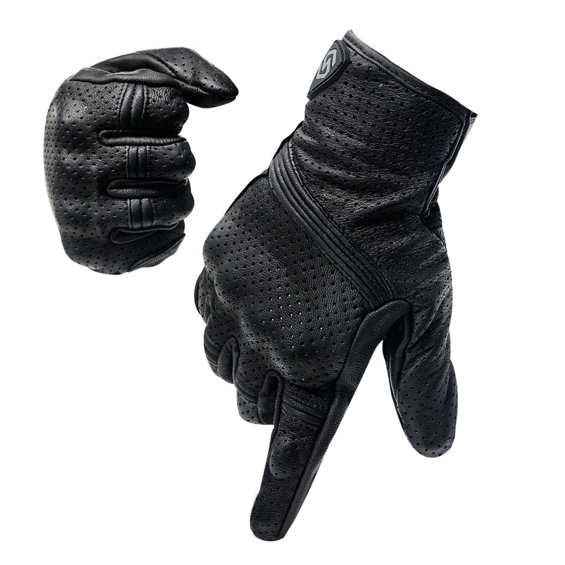 WUPP CS-1049A Outdoor Motorcycle Cycling Breathable Leather Full Finger Gloves With Holes, Size:XL(Black)