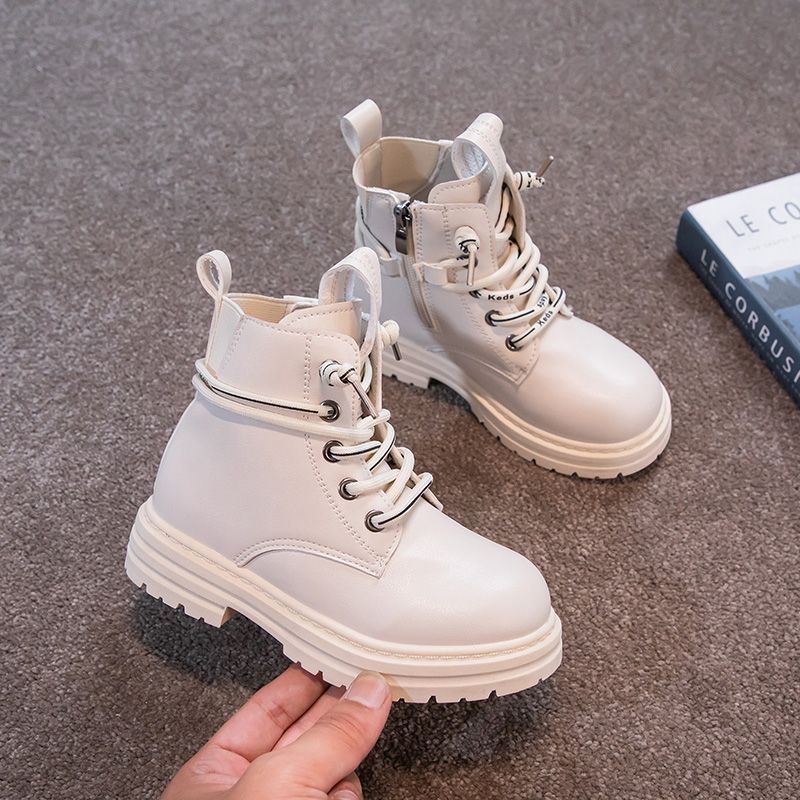 British Style Casual Trend Martin Shoes For Boys And Girls-White