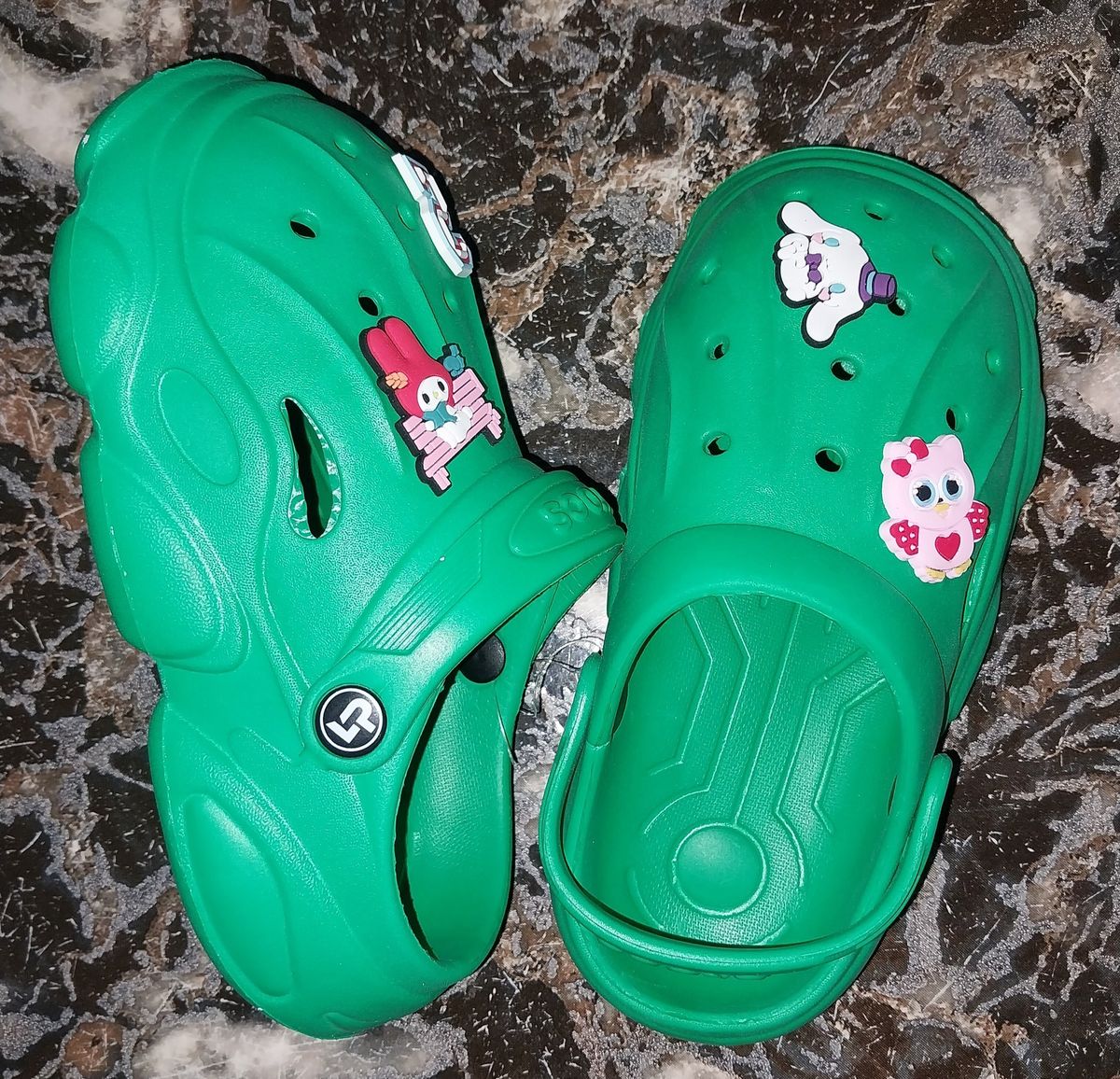 Fancy Children Crocs With Different Glitz Designs -Green