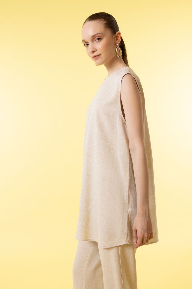Woman Regular Fit Woven Long Sleeve Tunic - Ecru