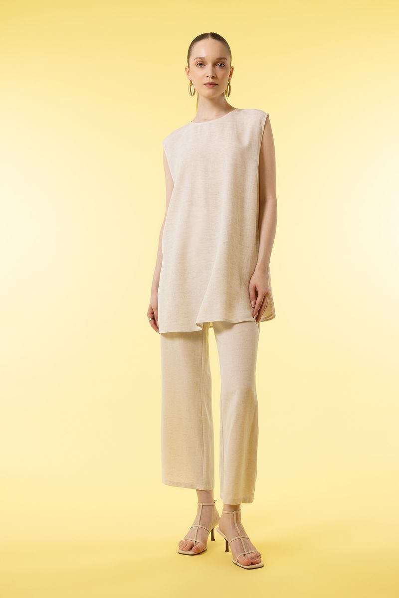 Woman Regular Fit Woven Long Sleeve Tunic - Ecru