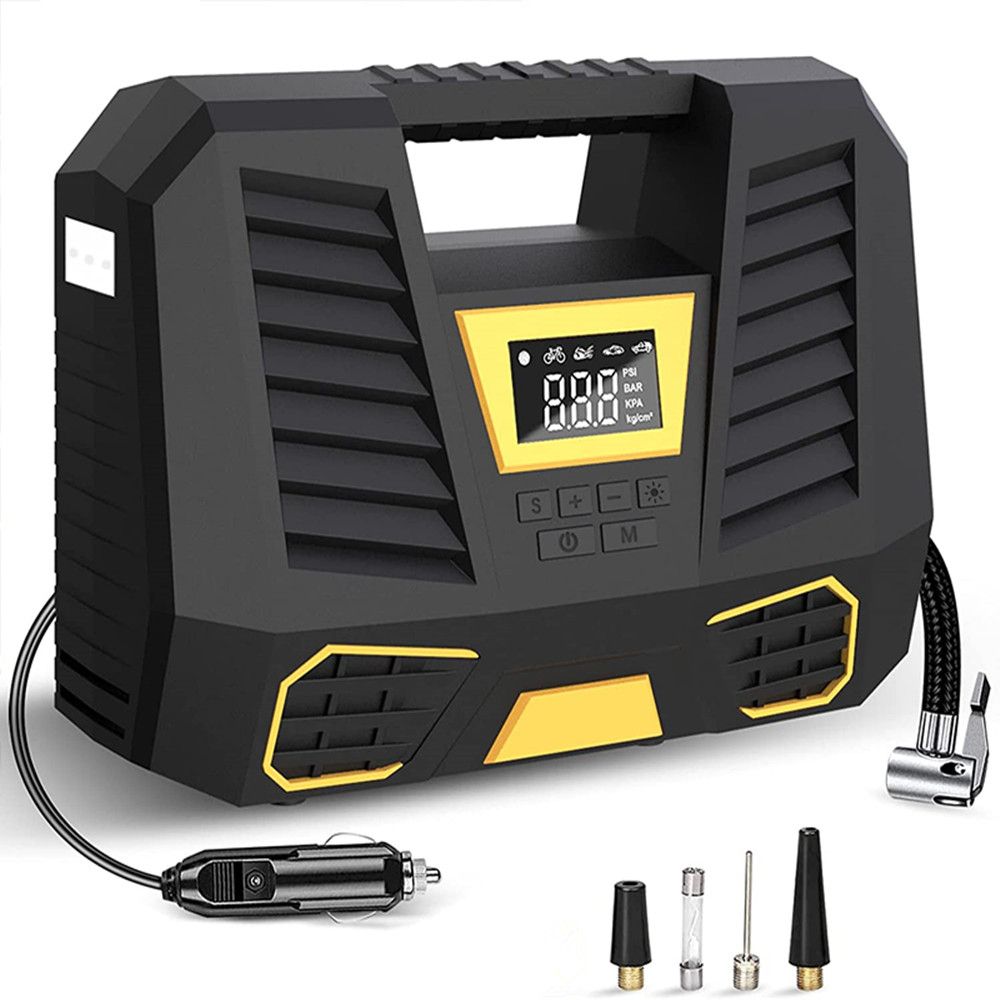 12V Tire Inflator Small Portable Air Compressor Car Tire Inflator Pump With Digital Pressure Gauge Bicycle Ball Car Air Pump