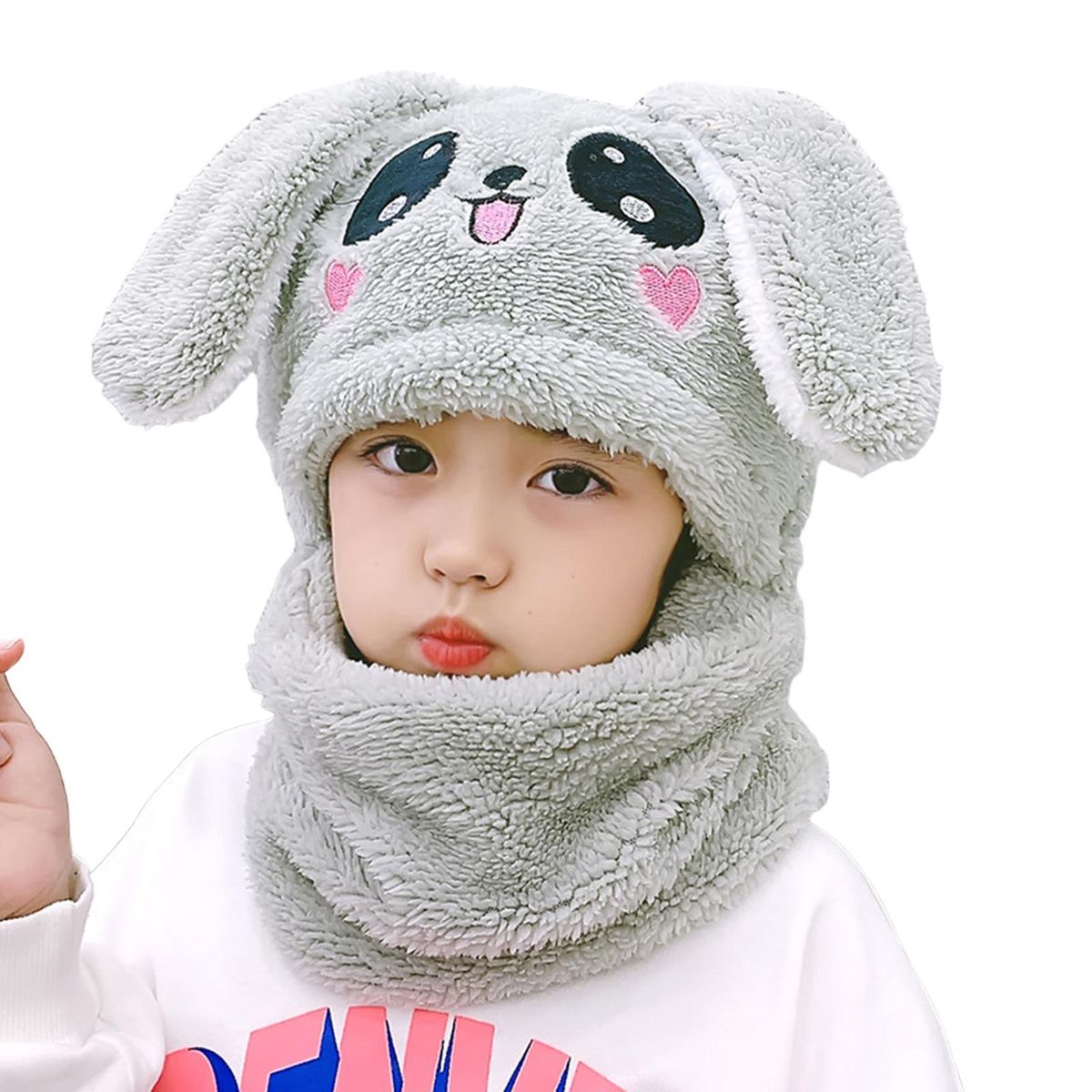 Toddlers Hat Winter Thermal Girls Neck Warmer Cap Grey