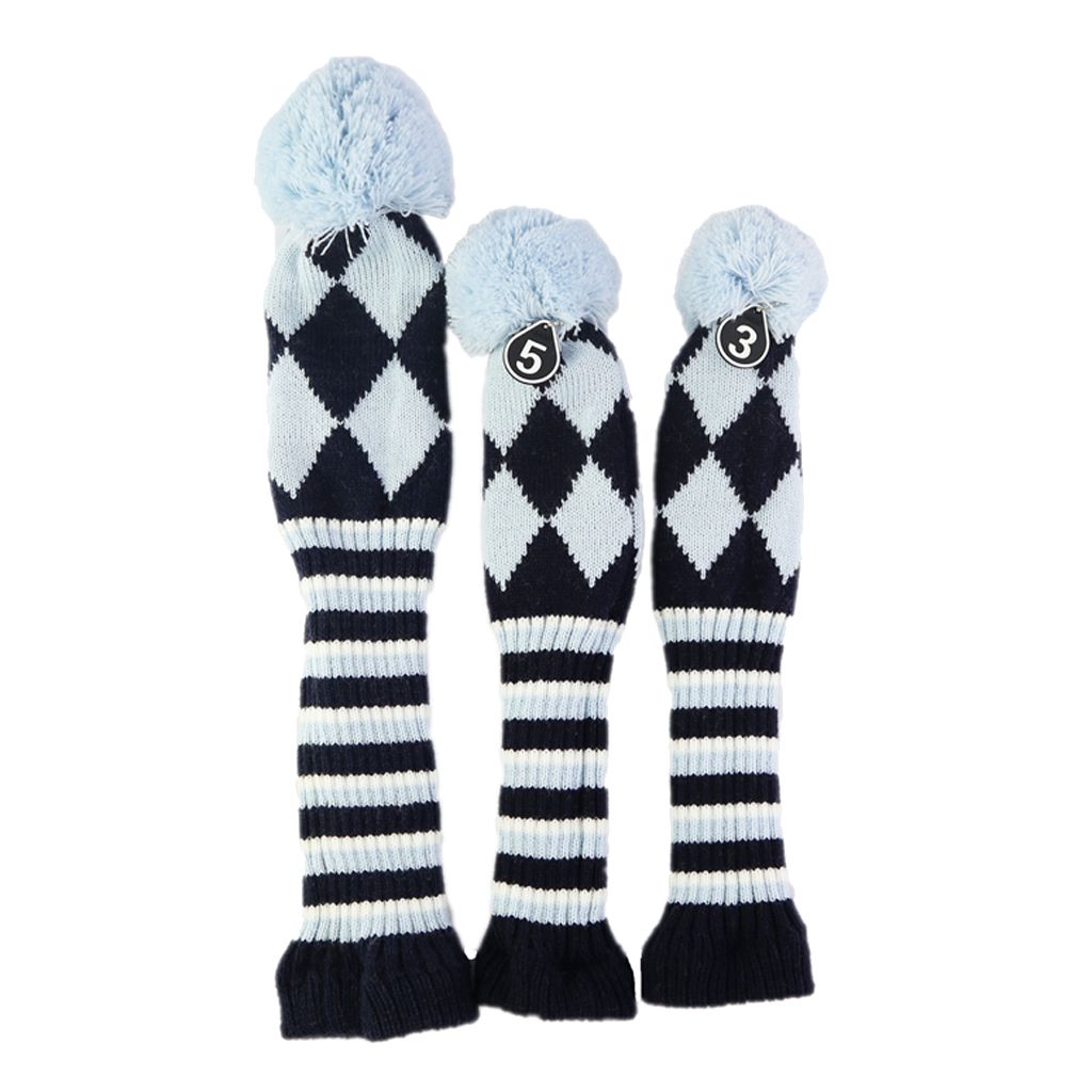 3pcs Knit Wood Golf Covers Pom-Pom Driver 460cc/fairway Ut
