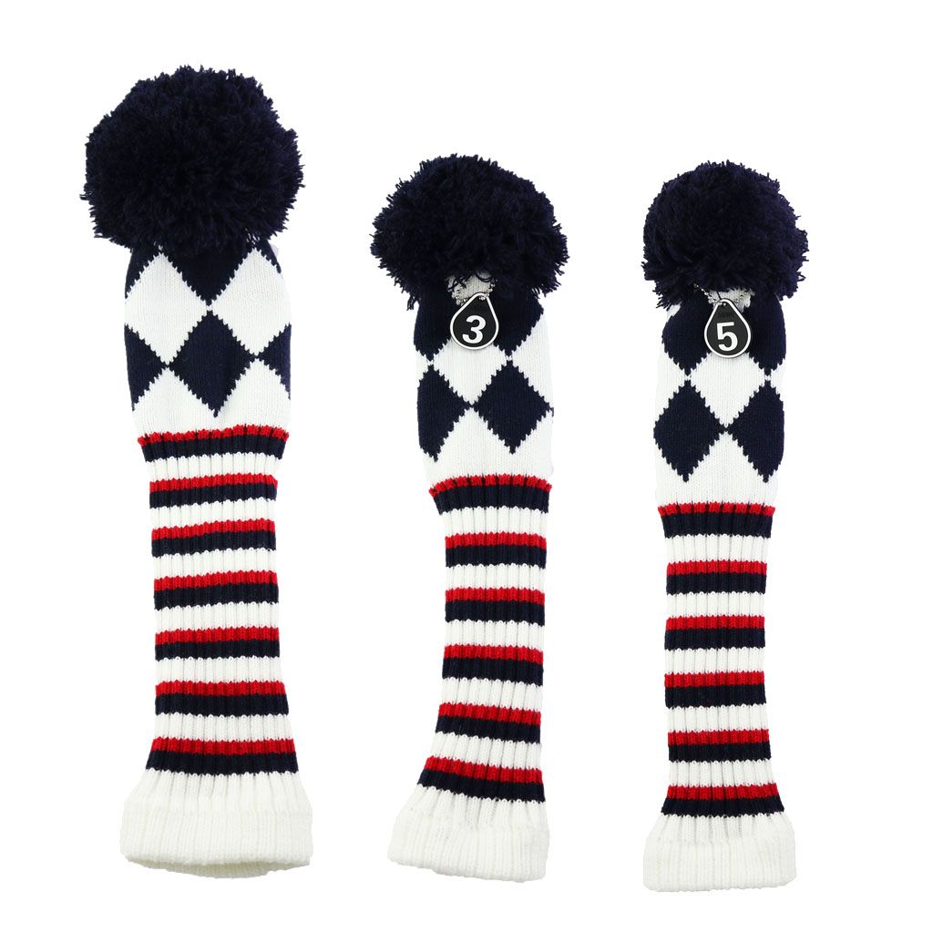 3pcs Knit Wood Golf Covers Pom-Pom Driver 460cc/fairway Ut