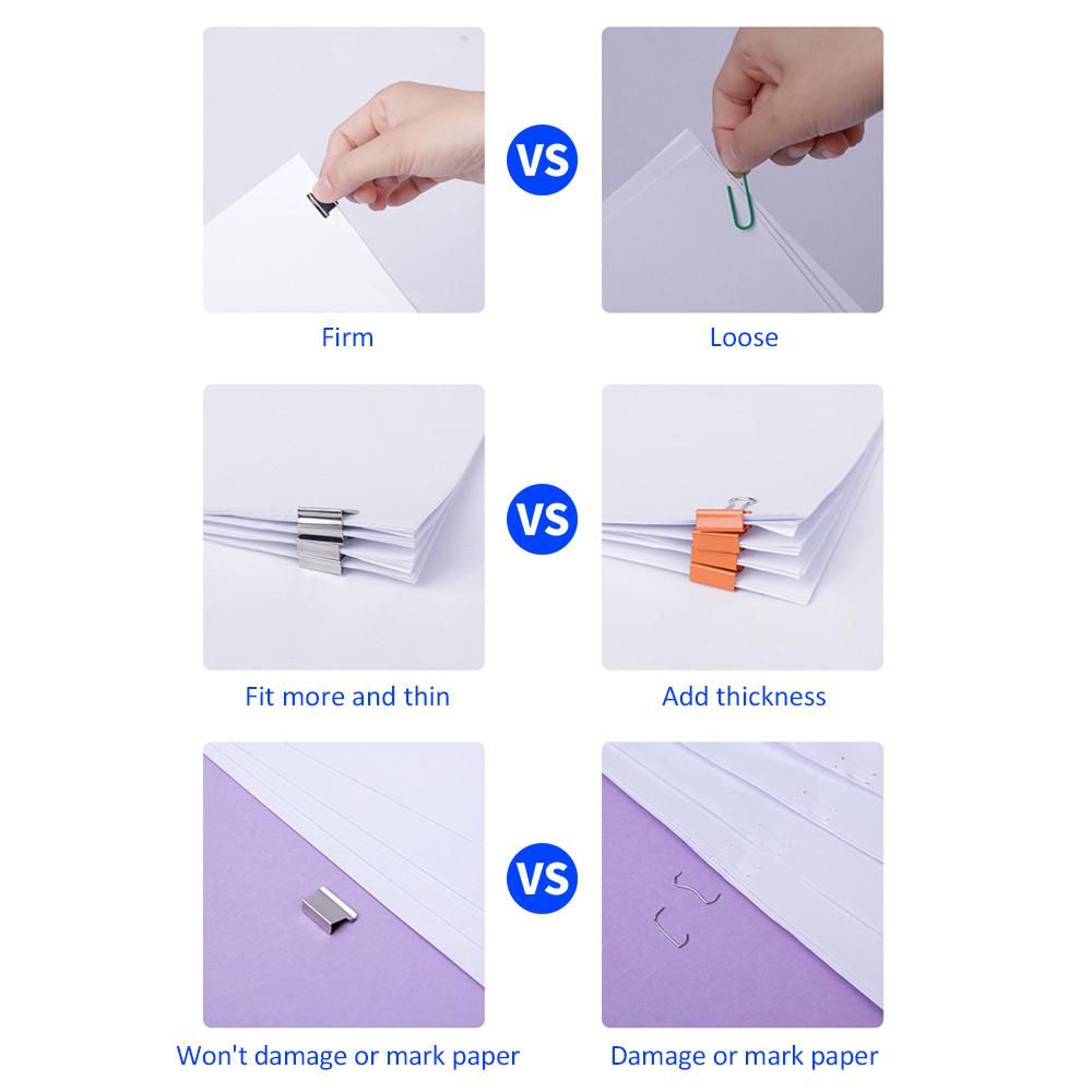 Deli Paper Clip Dispenser Handheld Fast Clam Clip Dispensers with 8 Refill Clips Kit Stationery Supplementary for School Office