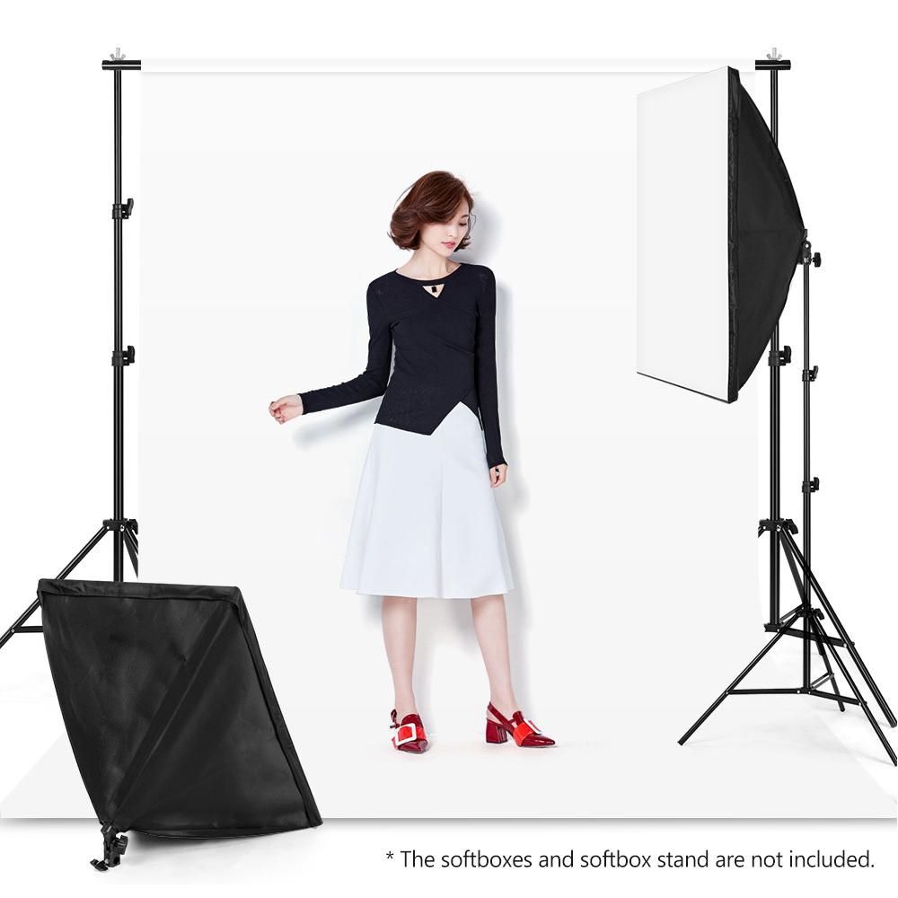 Studio Photography Backdrop Kit with 2 * 3m/6.6 * 10ft Metal Stand Bracket + 3pcs 1.6 * 3m/5.2 * 10ft Backdrops Backdround(Black/White/Green) + 3pcs Backdrop Clamps +   Carry Bag