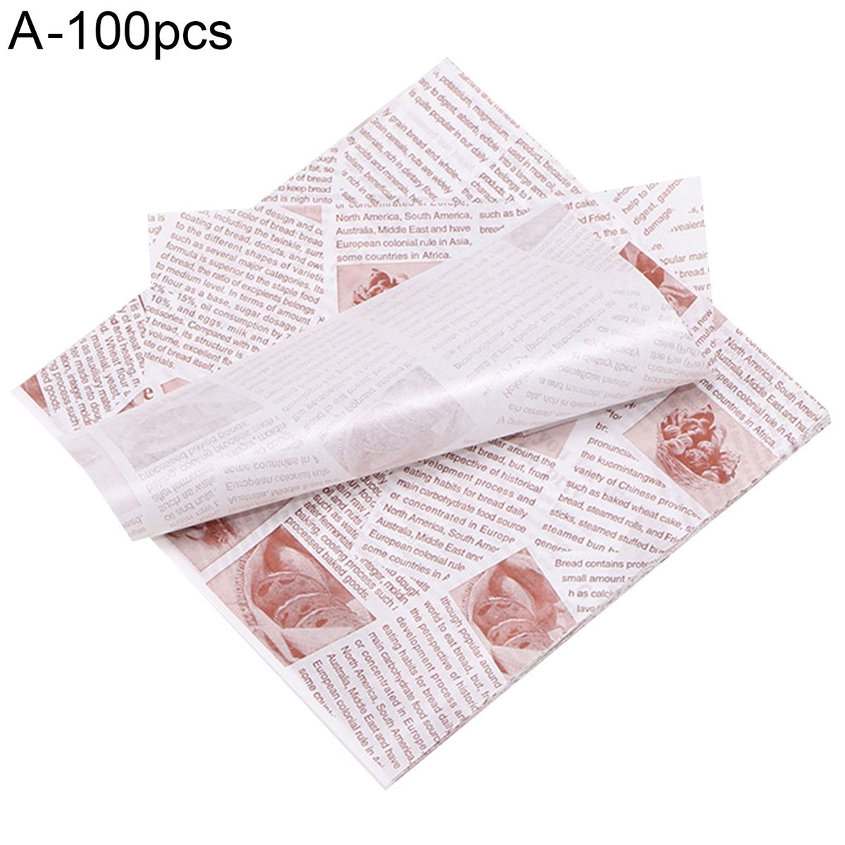 100Pcs Cake Wrapping Paper Sandwich Printed Square Wrapping A