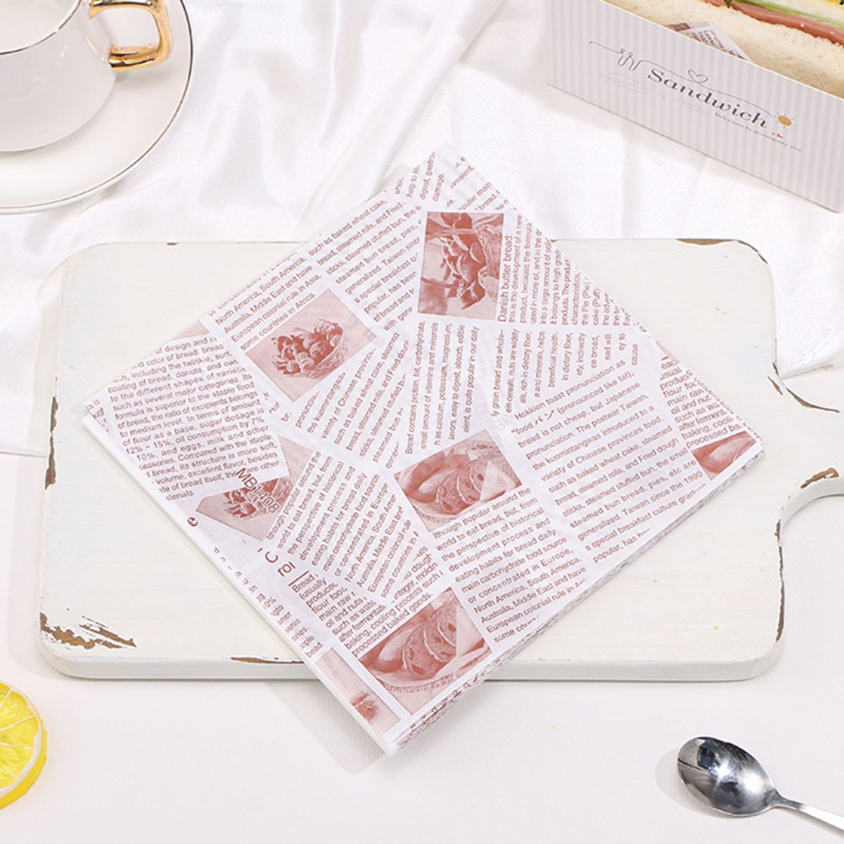 100Pcs Cake Wrapping Paper Sandwich Printed Square Wrapping A