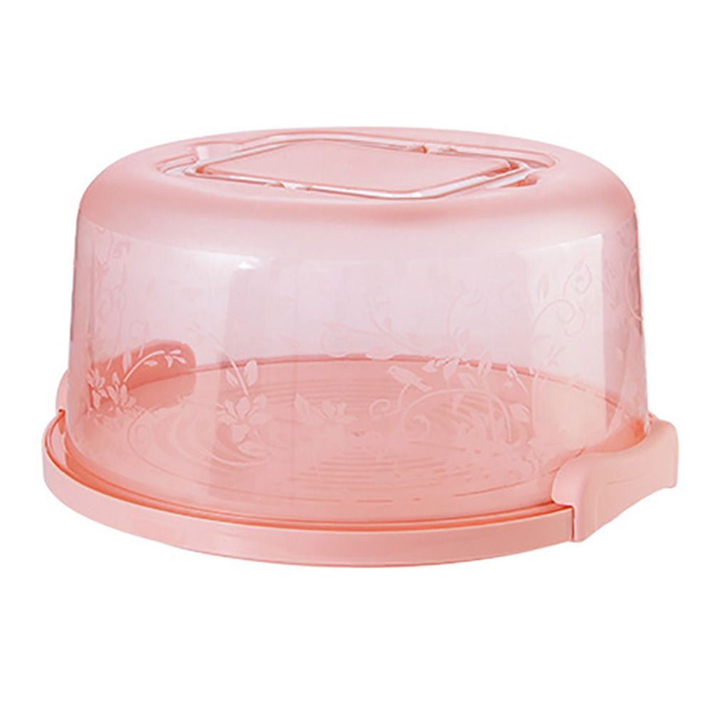 Portable Cake Storage Box Round Birthday Wedding-Pink