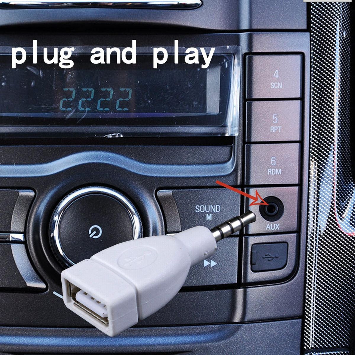 3.5mm Male Jack To USB 2.0 Female Plug Adapter Connector Car Auxiliary