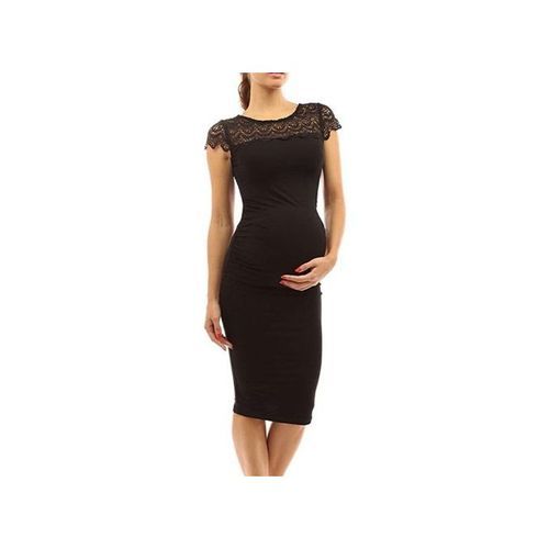 Lace Stitching Pregnant Woman Dress - Black