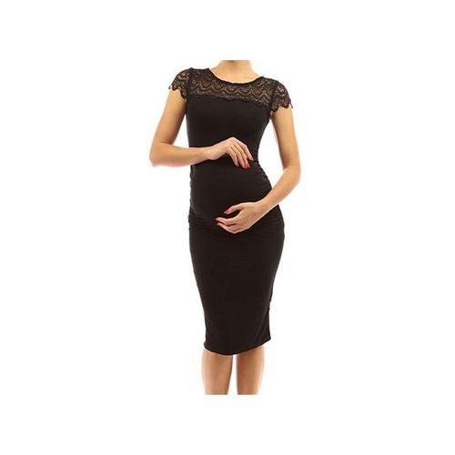 Lace Stitching Pregnant Woman Dress - Black
