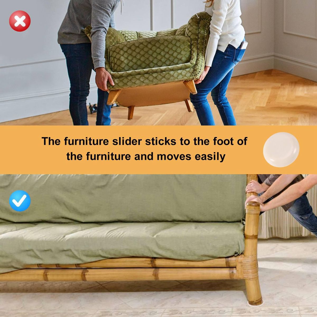 Round Furniture Sliders Reusable Glider Moving Pad for Moving Heavy Furniture on the Floor Carpet Surface