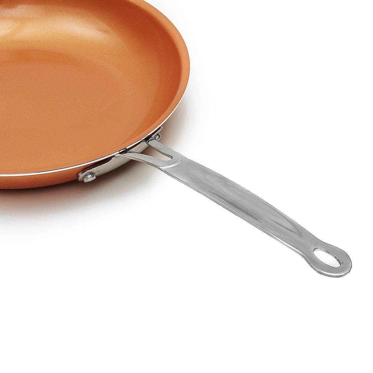 10inch Non-stick Aluminum Fry Pan Flat Frying Pan Ceramic Coating Copper