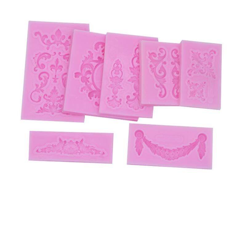 2 PCS Fondant Cake Silicone Mold Hollow Embossed Border Frame Retro Photo Frame Mould(13th 17-157 )