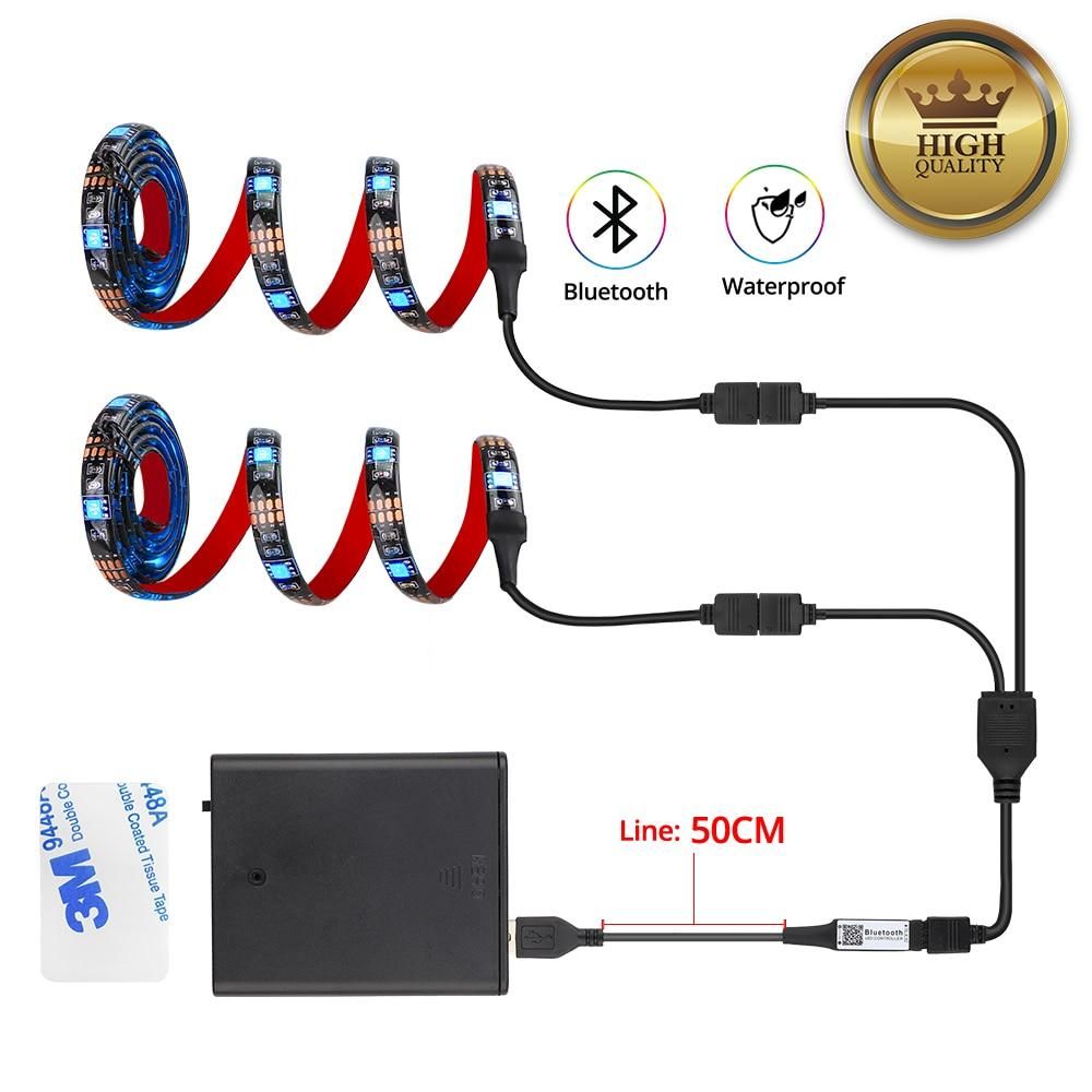 DC 5V USB LED Strip 5050 Waterproof RGB LED Light 1M / 2M / 2 x 50cm APP Bluetooth Control for TV, skateboard, bicycle