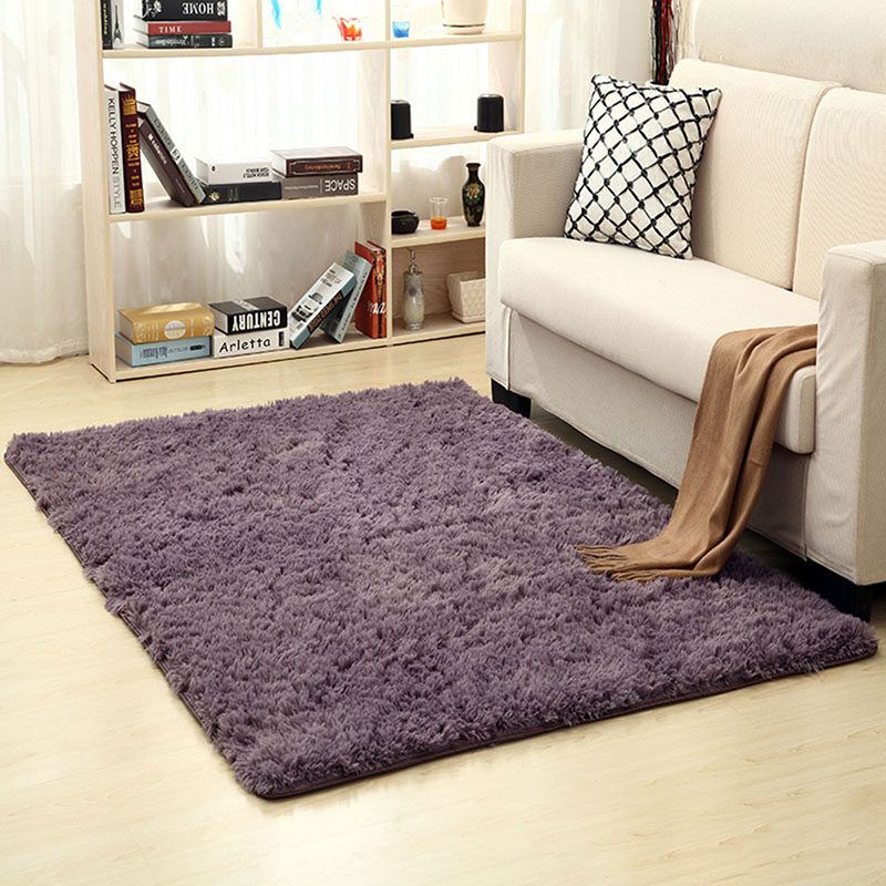 40x60cm Fluffy Rugs Anti-Skid Shaggy Area Rugs Carpet Dining Room Floor Mat Home Bedroom Stylish Purple 40x60cm