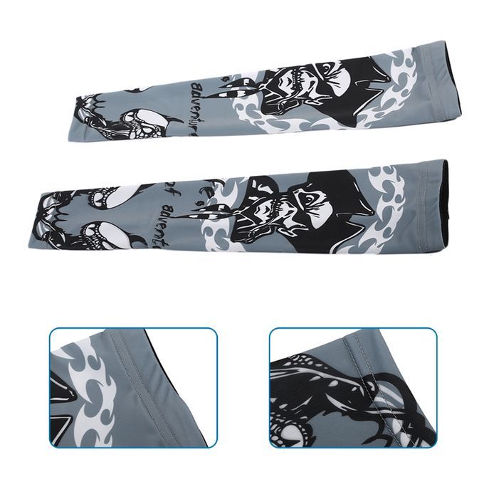 REALTOO Summer Cycling Sunscreen Arm Sleeve Floral Printed Arm Sleeve Cuff Gray