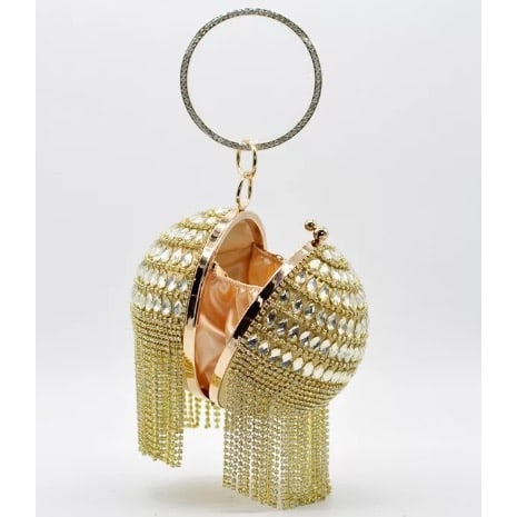 Round Stone Studded Purse - Gold