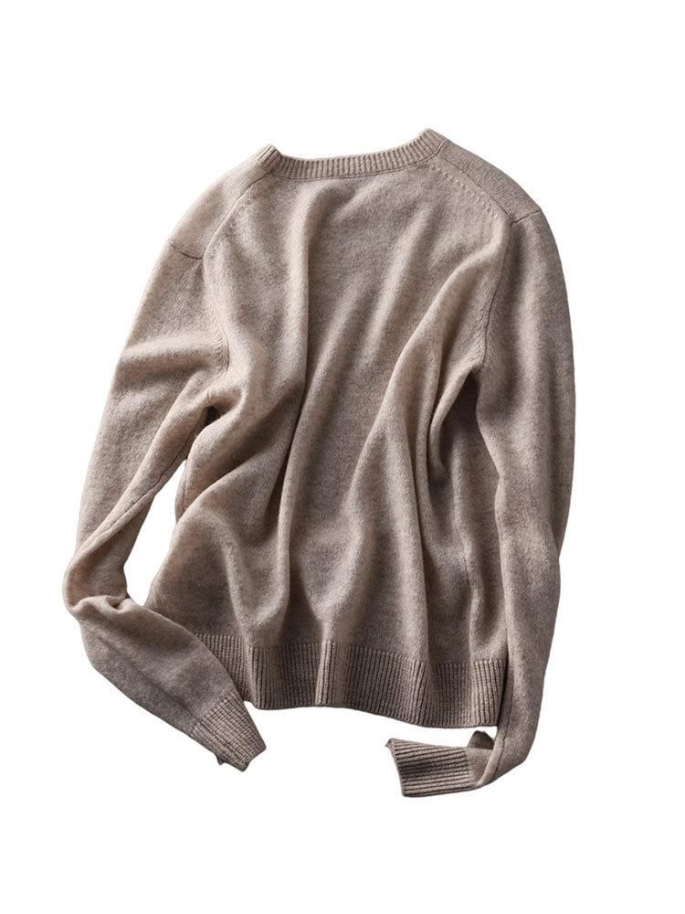 Slim fitting round neck solid color thickened bottom sweater for women's spring and autumn 2022 long