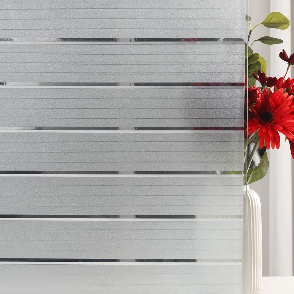 Privacy Window Film Frosted Window Cling Wide Strips Covering Non Adhesive Sticker GlDoor Film UV Blocking For Home Office-
