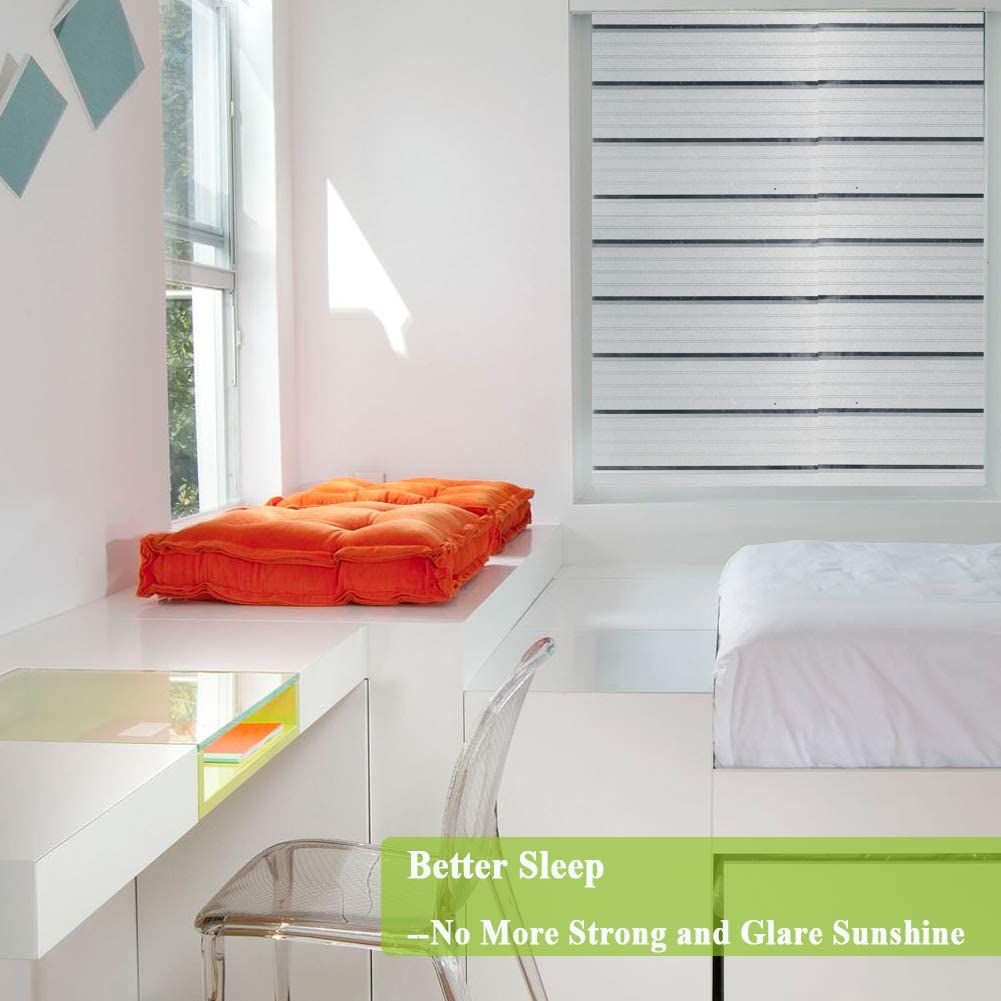 Privacy Window Film Frosted Window Cling Wide Strips Covering Non Adhesive Sticker GlDoor Film UV Blocking For Home Office-