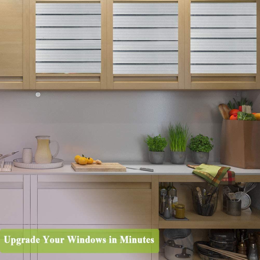 Privacy Window Film Frosted Window Cling Wide Strips Covering Non Adhesive Sticker GlDoor Film UV Blocking For Home Office-